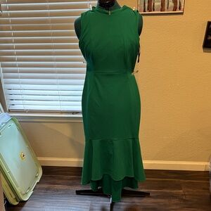 Sleeveless Emerald Green Mermaid cut/ Midi Dress